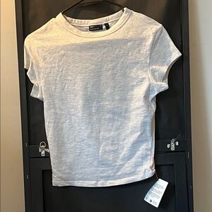 Women’s Light Gray Short Sleeve Baby T Shirt-ASOS